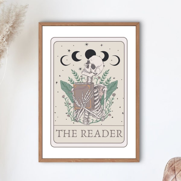 The Reader| Book Trope Tarot Card | Bookish Print| DIGITAL DOWNLOAD| Book Gift | Book Lover | Neutral Aesthetic Print