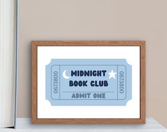 Book Club Ticket Stub Print: Bookworm Gift (Digital Download)