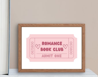 Romance Book Club Ticket Stub Print: Book Lover Gift (Digital Download)