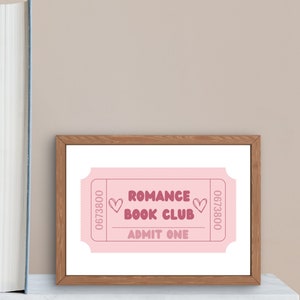 Impresión de boleto del Club de Lectura Romántica: Regalo para amantes de la lectura (Descarga digital)