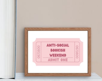 Book Club Ticket Stub Print: Bookworm Gift (Digital Download)