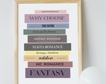 Wydruk „Book Tropes”, grafika ścienna „Book Stack” (pobranie cyfrowe)