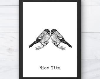 Funny Bird Bathroom Print: Cheeky Home Decor (Digital Download)