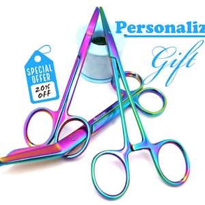 Personalized Bandage Scissor Gift Set For Vet Tech, Veterinary & Graduation Gifts | Engraved Nurse Scissors With Hemostat And Suture Scissor