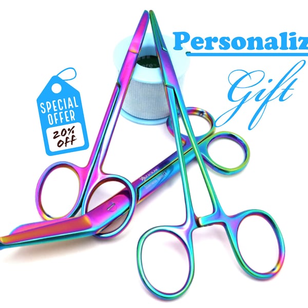 Personalized Bandage Scissor Gift Set For Vet Tech, Veterinary, &Graduation Gifts | Engraved Nurse Scissors With Hemostat And Suture Scissor