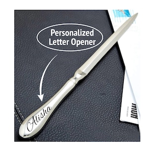 Abridor de cartas personalizado com gravação personalizada do seu nome, abridor de cartas exclusivo para escritório e aposentadoria para ele e ela