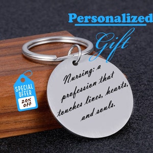Personalized Nurse Appreciation Gift Keychain, Engraved Keychain Gift for Vet Tech, Gift for Nurses, Veterinary Student Graduation Gift
