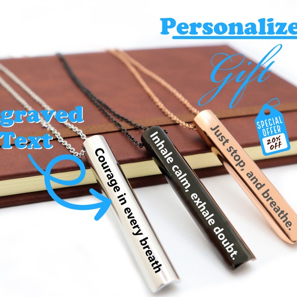 Personalized Breathing Necklace To Release Anxiety, Custom Anxiety Necklace For Mindful Breathing and Meditation, Natural Stress Relief Tool