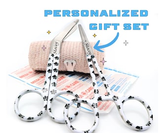 Coffret cadeau personnalisé pour technicien vétérinaire et infirmière avec ciseaux à pansement et hémostatique | Cadeau pour les infirmières et les vétérinaires