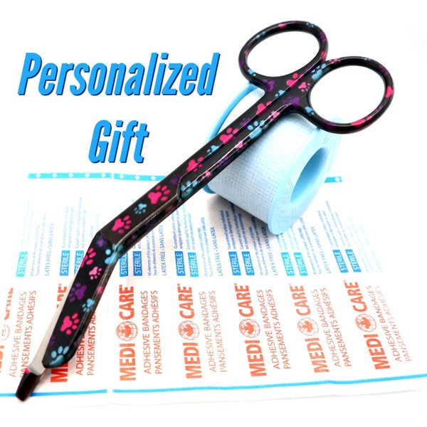 Custom Engraved Nurse Bandage Scissors For Vet Tech With One of A Kind Unique Design Patterns | Personalized Gift For Nurse Bandage Scissors