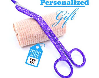 Personalized Purple Bandage Scissors Perfect for Gifts to Nurses And Veterinary | Vet Tech Graduation Gift For Nurse Nursing and RN Students