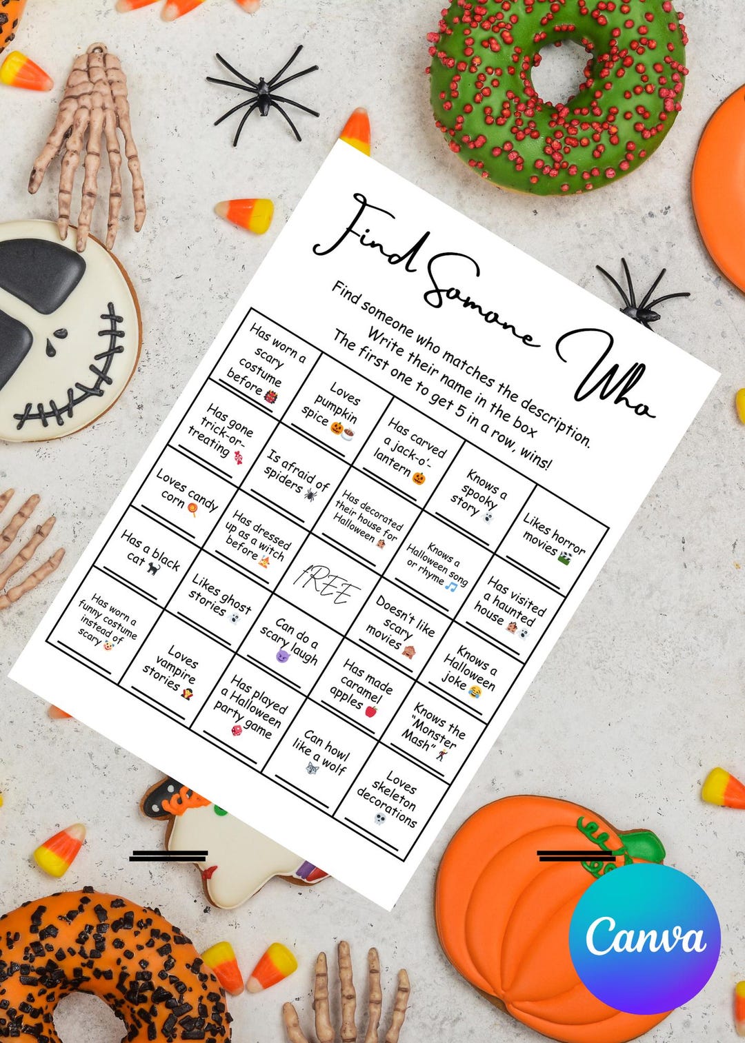 Find Someone Who Bingo Icebreaker Halloween Game | Printable Cards ...