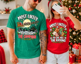 Funny Couples Christmas Shirts Matching Gamer Tees D20 Dice Tabletop RPG Holiday Party Boyfriend Girlfriend Gift Nerdy Medieval Husband Wife