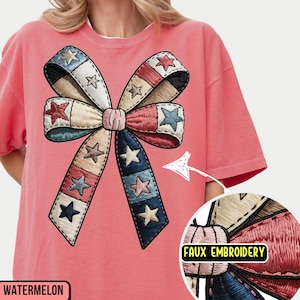 Komfortfarben Kokette 4. Juli Shirt, Amerikanische Flagge Shirt, USA Tshirt, Retro 4. Juli Shirt, Gedenktag Shirt, Faux Stickerei