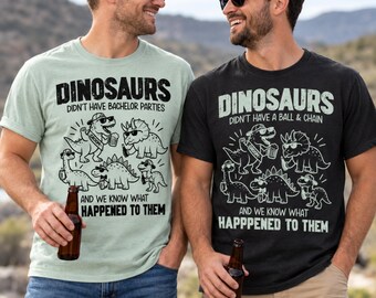 Funny Dinosaur Bachelor Party Shirts Groom Groomsmen Matching Tees Best Man Wedding Crew Weekend Guys Trip Mens Outfit Beer Drinking Gift