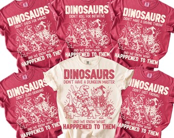 Funny Tabletop RPG Dinosaur Shirt Dungeon Master Gift D20 Dice Gamer Tee Fantasy Roleplay Adventure Party Group Matching Game Night Tops