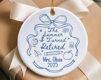Personalized Retired Teacher Christmas Ornament with Gift Box, Custom Teacher Appreciation Gift, Teacher Retirement, Thank You Gift