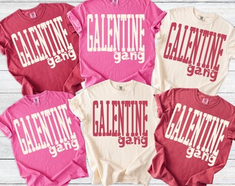 Comfort Colors Galentines Gang Shirt Galentines Day Party T-Shirt For Women Matching Valentine Gift for Best Friends Girls Night Group Tee