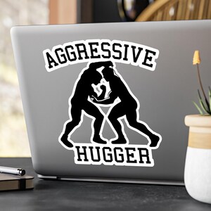 Wrestling Lover Vinyl Sticker, Custom Gift For Wrestler or Sports Fan, Wrestling Season Free Hugs, High School Collage Wrestle Tournament