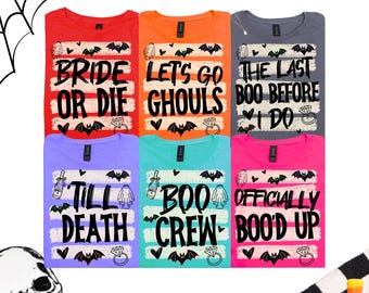 Bride Emo Bachelorette Party T-Shirts Til Death Do Us Party Halloween Bachelorette Tee Gothic Bride Favor Bach Shirt Last Boo Matching Group