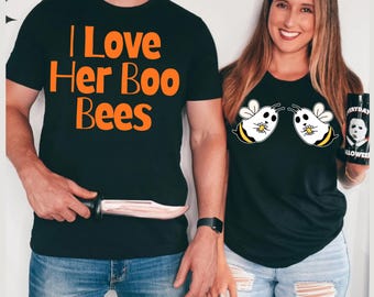 Raunchy Halloween Matching Couples Shirt Comfort Colors Inappropriate Adult Humor Spooky Season His and Hers Vulgar Halloween Couple Shirts