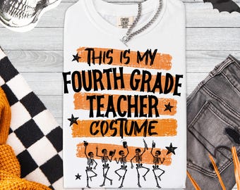 4th Grade Halloween Teacher Shirt Fourth Grade Halloween Teacher Group Halloween Elementary School Tee Spooky Teacher Gift Comfort Colors