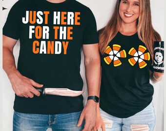 Raunchy Halloween Matching Couples Shirt Comfort Colors Inappropriate Adult Humor Spooky Season His and Hers Vulgar Halloween Couple Shirts