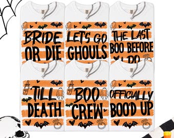 Bride Emo Bachelorette Party T-Shirts Til Death Do Us Party Halloween Bachelorette Tee Gothic Bride Favor Bach Shirt Last Boo Matching Group