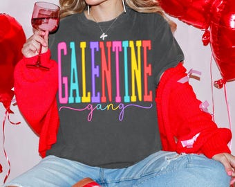 Comfort Colors Galentines Gang Shirt Galentines Day Party T-Shirt For Women Matching Valentine Gift for Best Friends Girls Night Group Tee