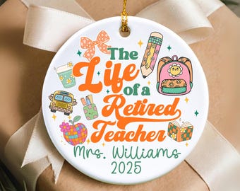 Personalized Retired Teacher Christmas Ornament with Gift Box, Custom Teacher Appreciation Gift, Teacher Retirement, Thank You Gift