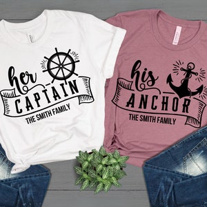 Custom Cruise Matching Couple Shirts, Personalized Sailing Husband and Wife Gift, Newlyweds Wedding Present, Vacation Matching Shirt Set