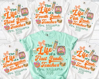 Comfort Colors Teacher Shirts School Staff Shirts Personalized Teacher Tees Kindergarten First Second Third Fourth Fifth Grade Teacher Team