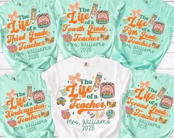 Comfort Colors Teacher Shirts School Staff Shirts Personalized Teacher Tees Kindergarten First Second Third Fourth Fifth Grade Teacher Team
