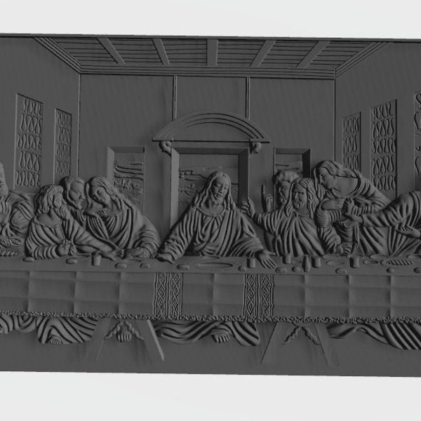 The Last supper 3D model STL Model for CNC Router and Printing, Engraving, Wall Art