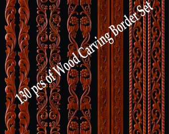 130pcs Traditional Royal Border collection ,Wood Carving Border Set, Files For CNC, Instant Download Cnc Router Files, STL, Relief