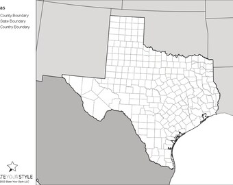 Texas Maps with Counties [DIGITAL DOWNLOAD]
