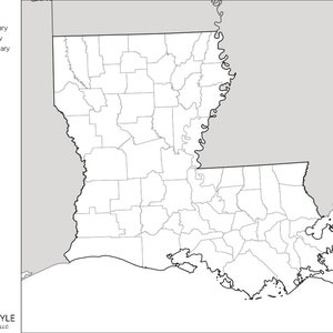 Cartes de la Louisiane avec les comtés [TÉLÉCHARGEMENT NUMÉRIQUE]