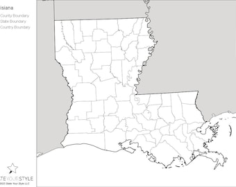 Louisiana Maps with Counties [DIGITAL DOWNLOAD]
