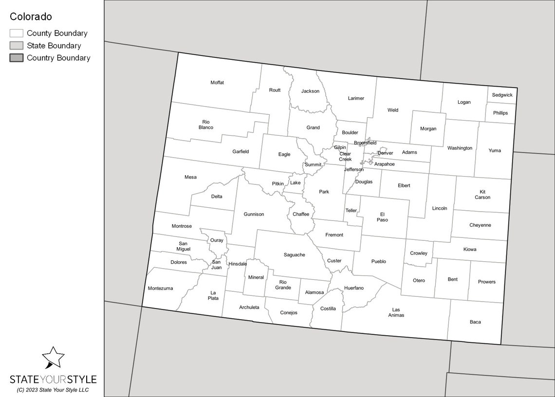 Colorado Maps With Counties [DIGITAL DOWNLOAD] - Etsy