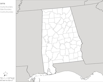Alabama Maps with Counties [DIGITAL DOWNLOAD]