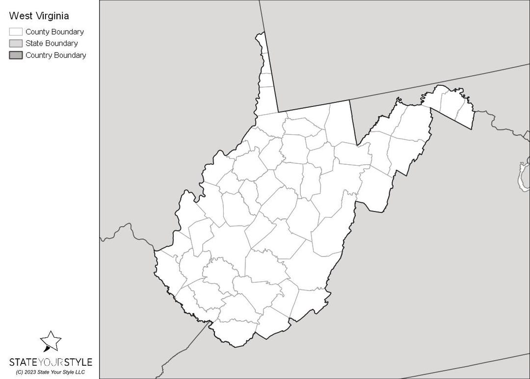 West Virginia Maps With Counties [DIGITAL DOWNLOAD] - Etsy