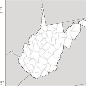 Mapas de Virginia Occidental con condados [DESCARGA DIGITAL]