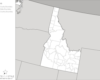 Idaho Maps with Counties [DIGITAL DOWNLOAD]