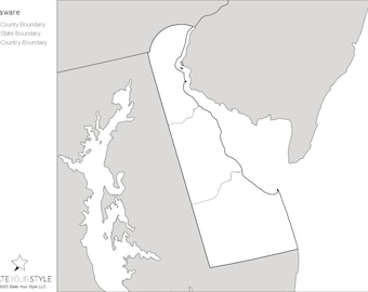 Delaware Maps with Counties [DIGITAL DOWNLOAD]