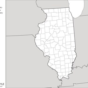 Carte dell’Illinois con contee [DIGITAL DOWNLOAD]