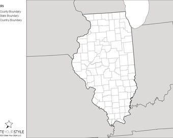 Illinois Maps with Counties [DIGITAL DOWNLOAD]