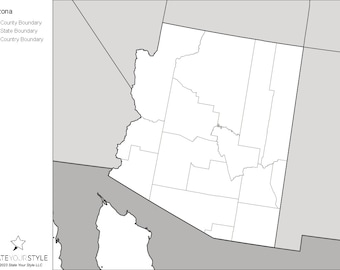 Arizona Maps with Counties [DIGITAL DOWNLOAD]
