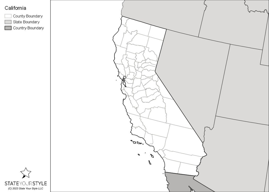 California Maps With Counties [DIGITAL DOWNLOAD] - Etsy