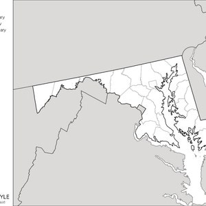 Cartes du Maryland avec les comtés [TÉLÉCHARGEMENT NUMÉRIQUE]