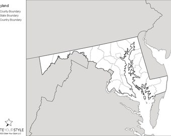 Maryland Maps with Counties [DIGITAL DOWNLOAD]